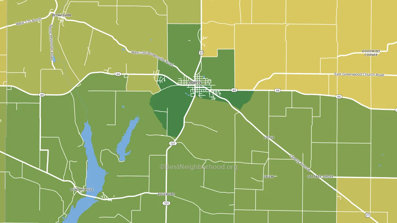 Liberty, IN block-group voter-turnout map