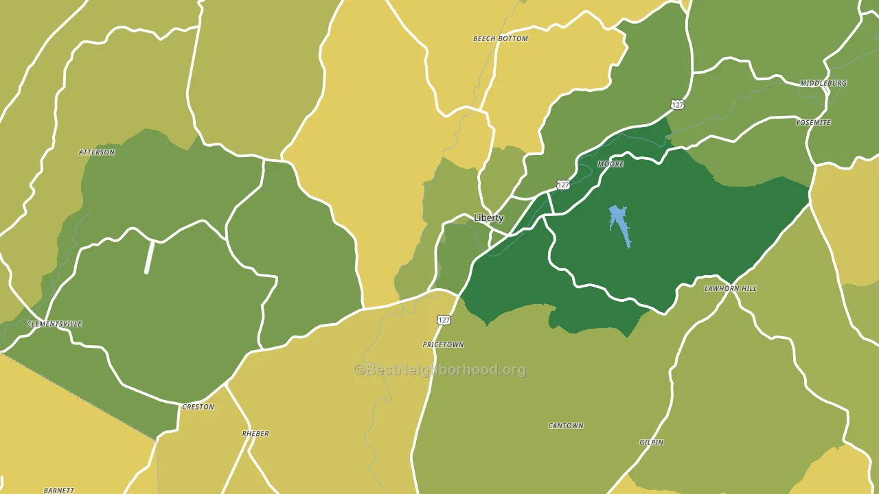 Liberty, KY block-group voter-turnout map