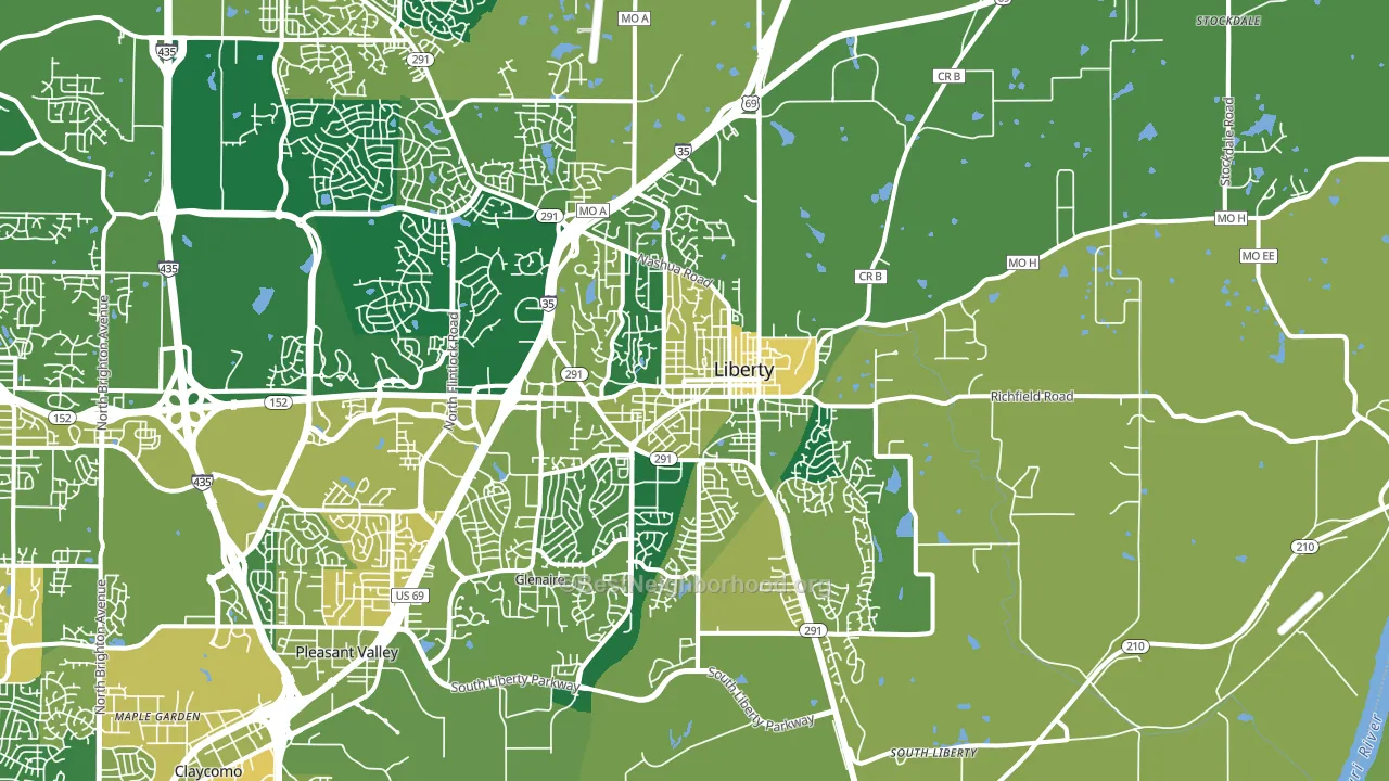 Liberty, MO block-group voter-turnout map