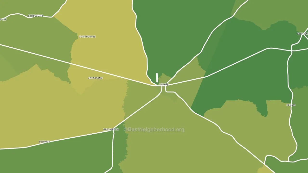 Liberty, MS block-group voter-turnout map