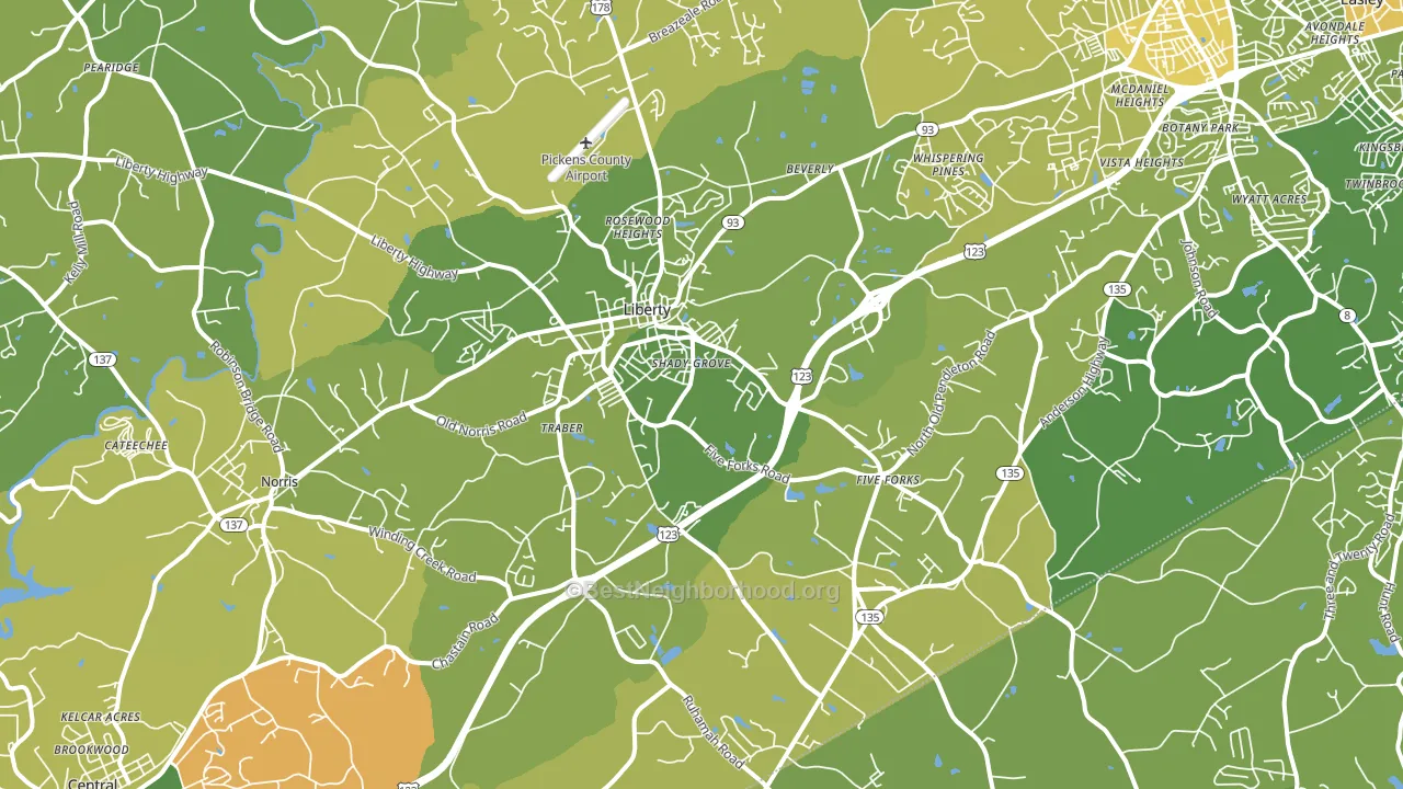 Liberty, SC block-group voter-turnout map