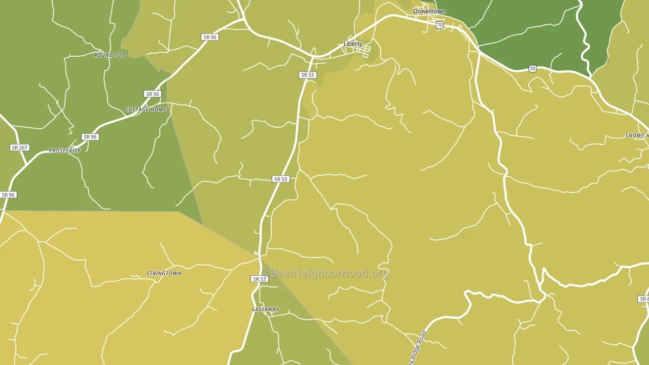 Liberty, TN block-group voter-turnout map