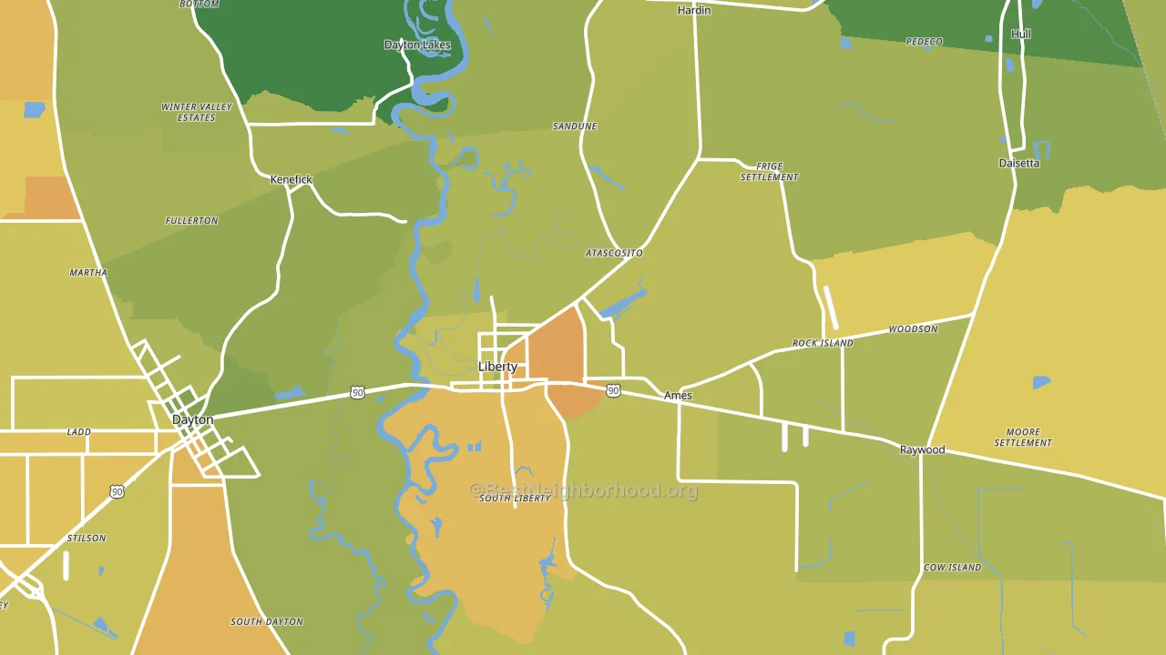 Liberty, TX block-group voter-turnout map