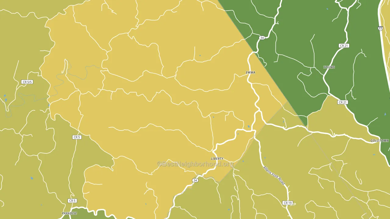 Liberty, WV block-group voter-turnout map