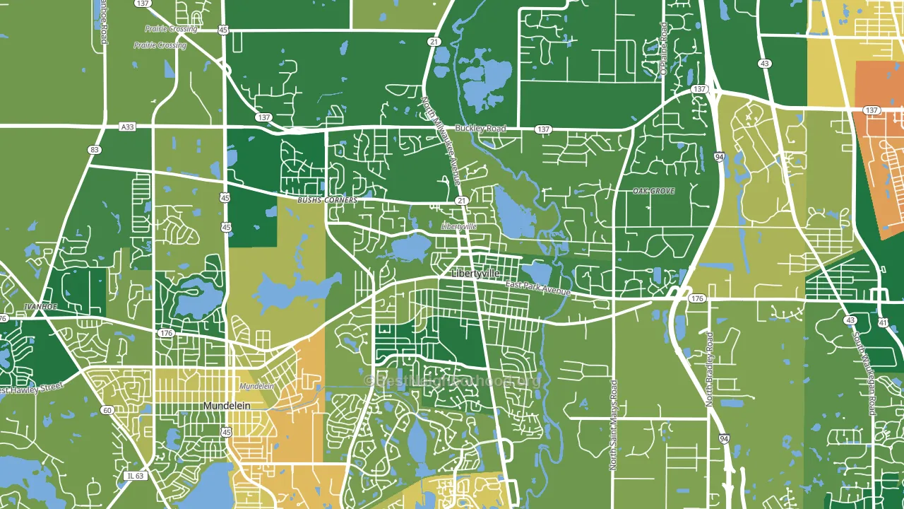 Libertyville, IL block-group voter-turnout map