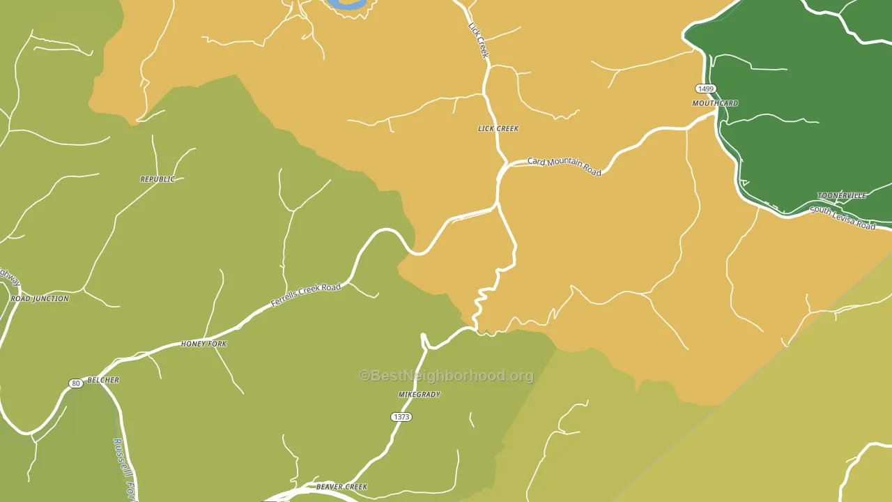 Lick Creek, KY block-group voter-turnout map
