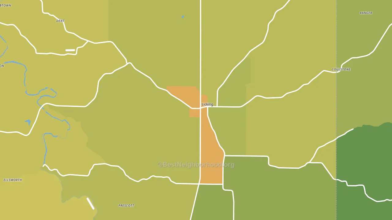 Licking, MO block-group voter-turnout map