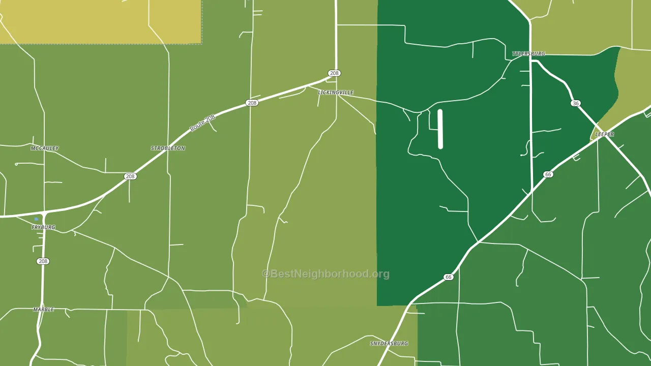 Lickingville, PA block-group voter-turnout map