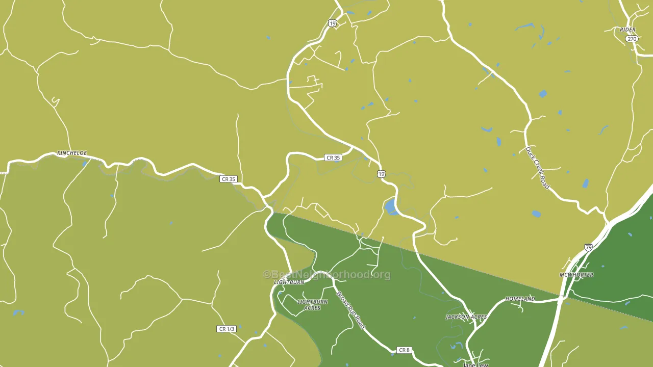 Lightburn, WV block-group voter-turnout map