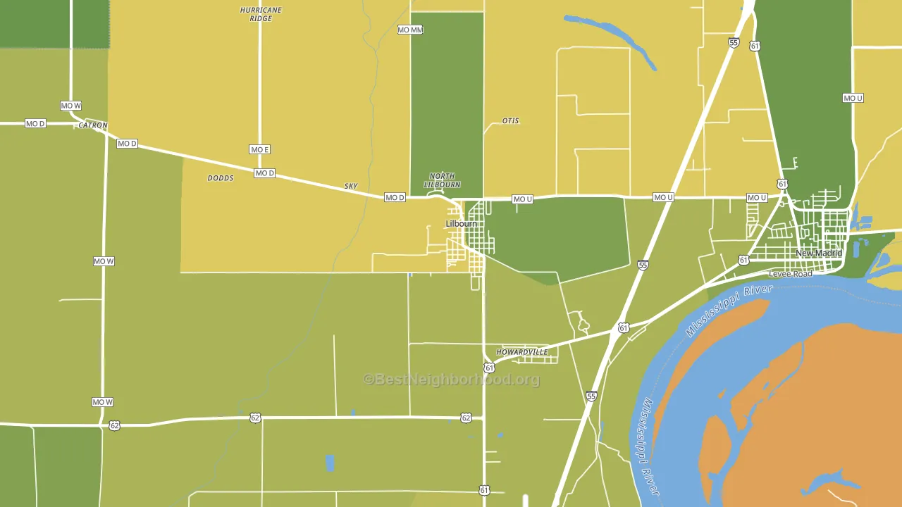 Lilbourn, MO block-group voter-turnout map
