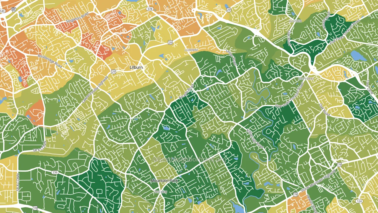Lilburn, GA block-group voter-turnout map