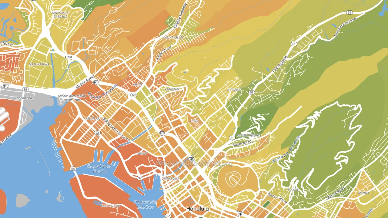 Liliha-Kapalama, Honolulu, HI block-group voter-turnout map