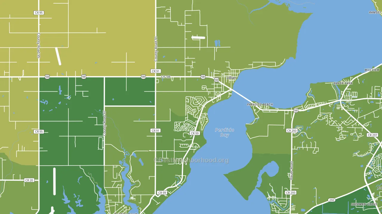 Lillian, AL block-group voter-turnout map
