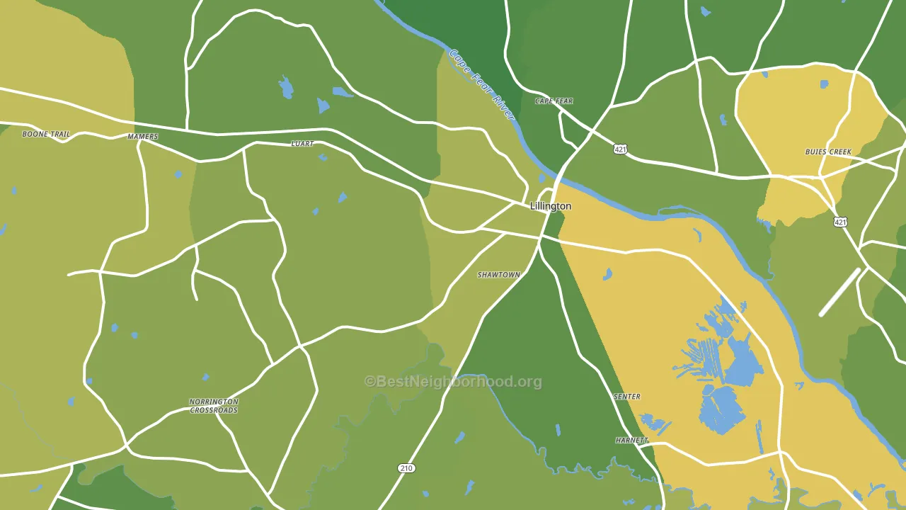 Lillington, NC block-group voter-turnout map