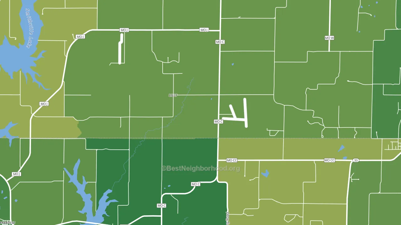 Lilly, MO block-group voter-turnout map