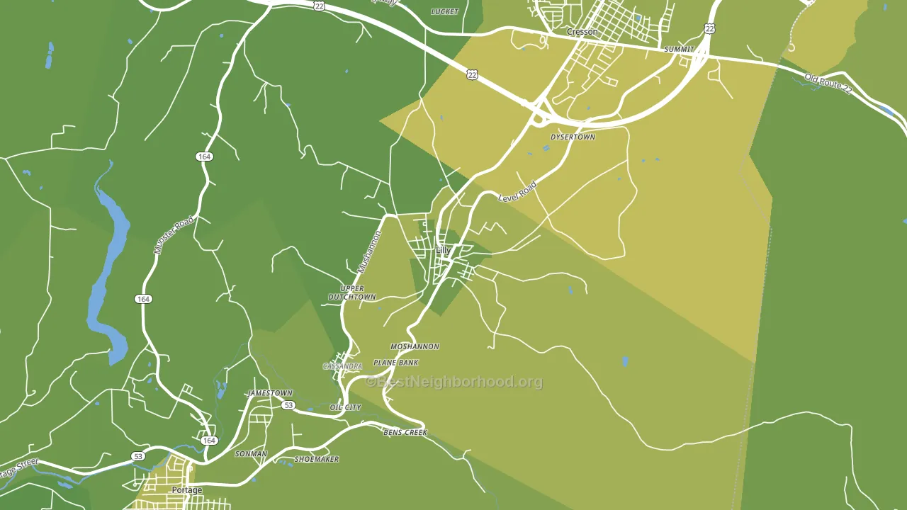 Lilly, PA block-group voter-turnout map
