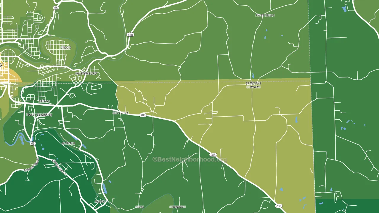 Lillyville, PA block-group voter-turnout map