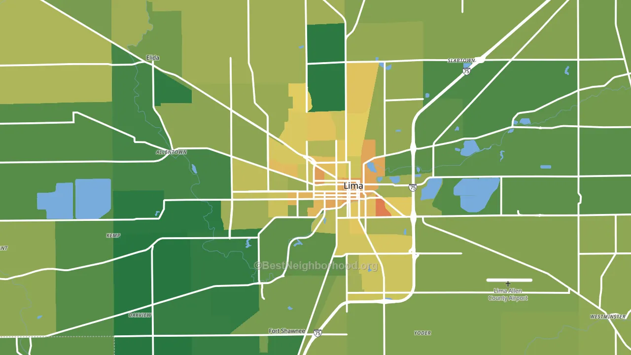 Lima, OH block-group voter-turnout map