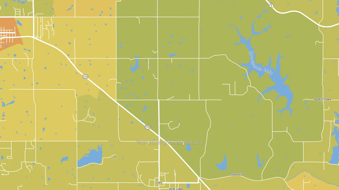 Lima, OK block-group voter-turnout map