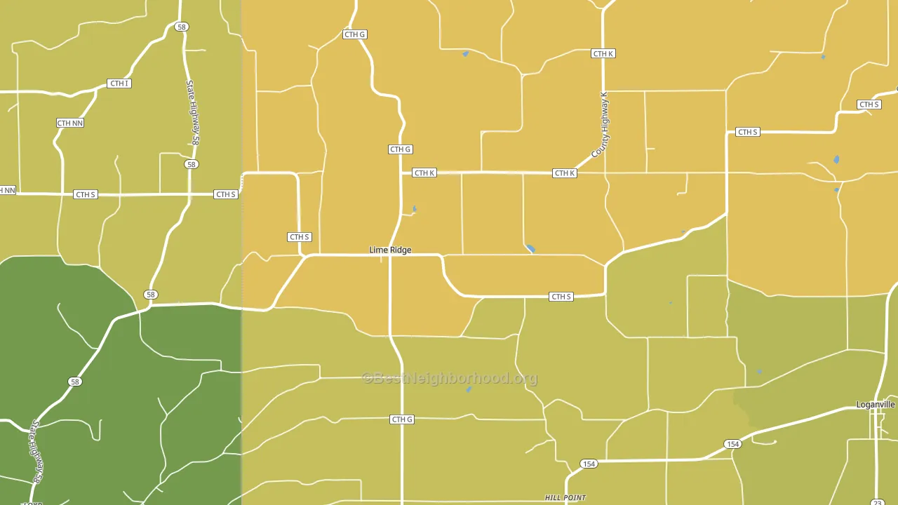 Lime Ridge, WI block-group voter-turnout map