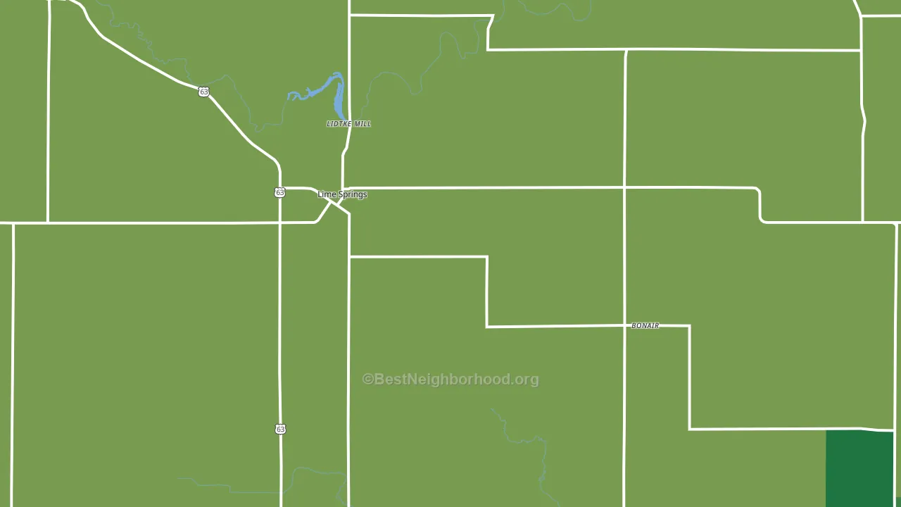 Lime Springs, IA block-group voter-turnout map