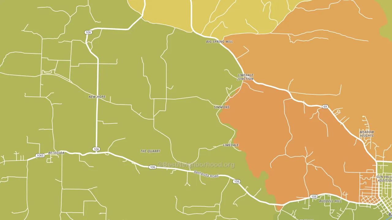 Limedale, AR block-group voter-turnout map