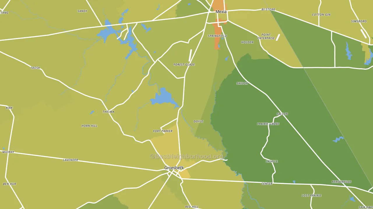 Limestone County, TX block-group voter-turnout map
