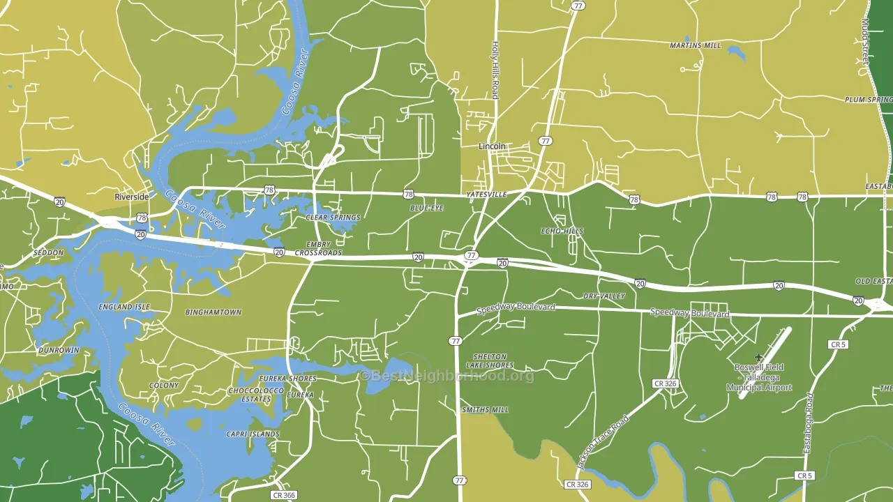 Lincoln, AL block-group voter-turnout map