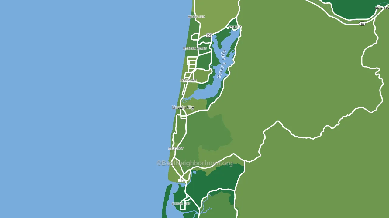 Lincoln City, OR block-group voter-turnout map