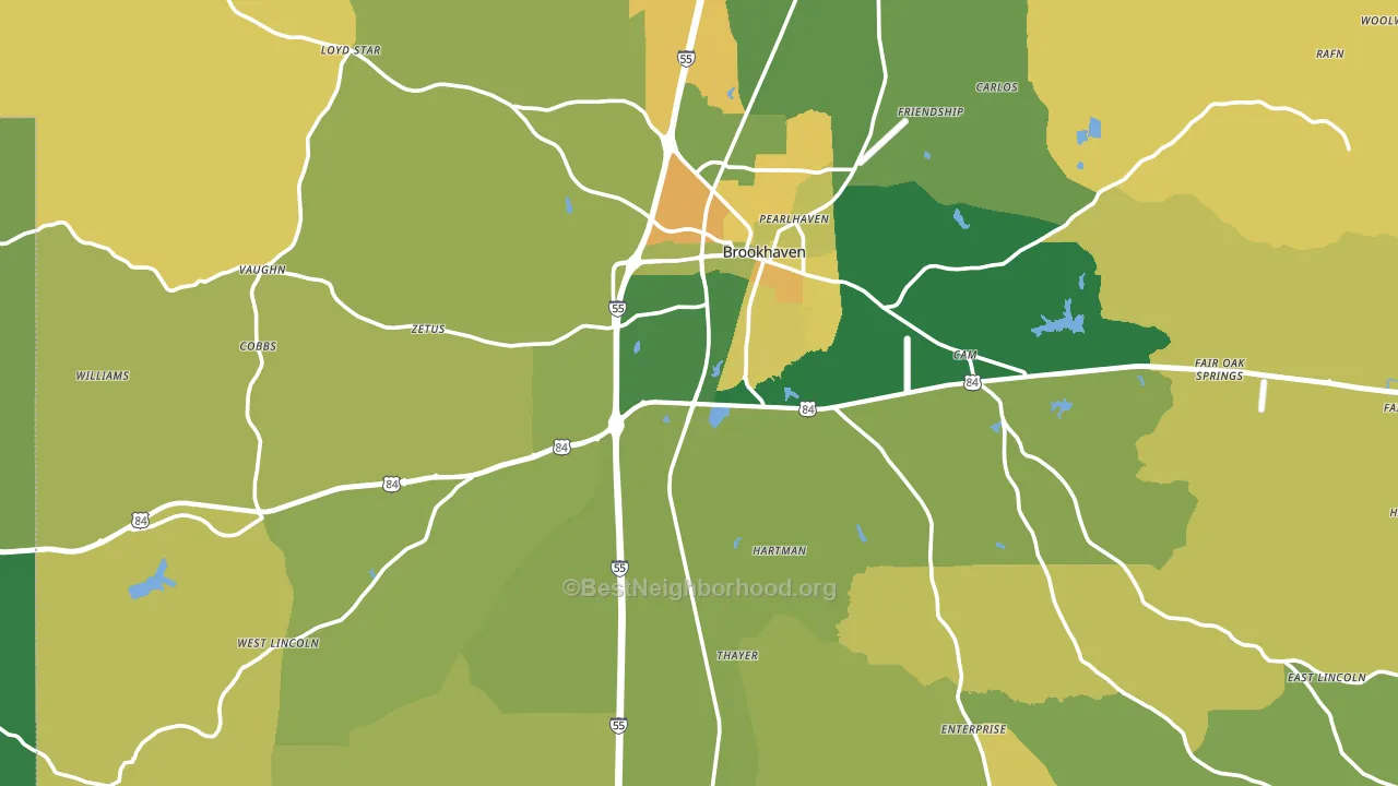Lincoln County, MS block-group voter-turnout map