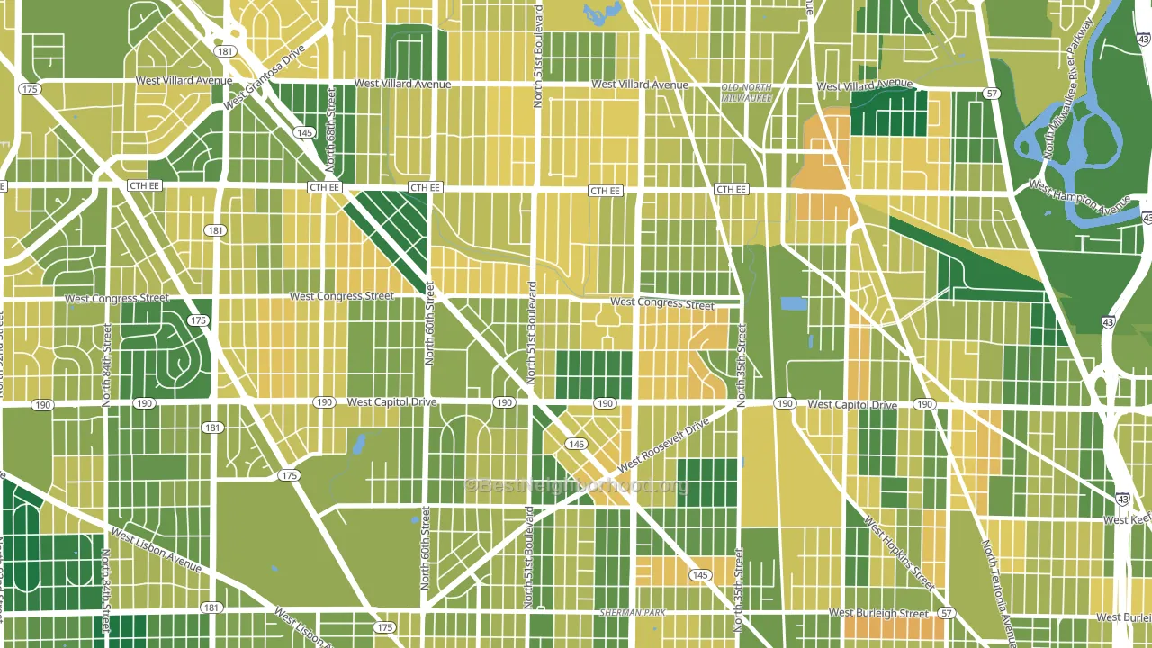 Lincoln Creek, Milwaukee, WI block-group voter-turnout map
