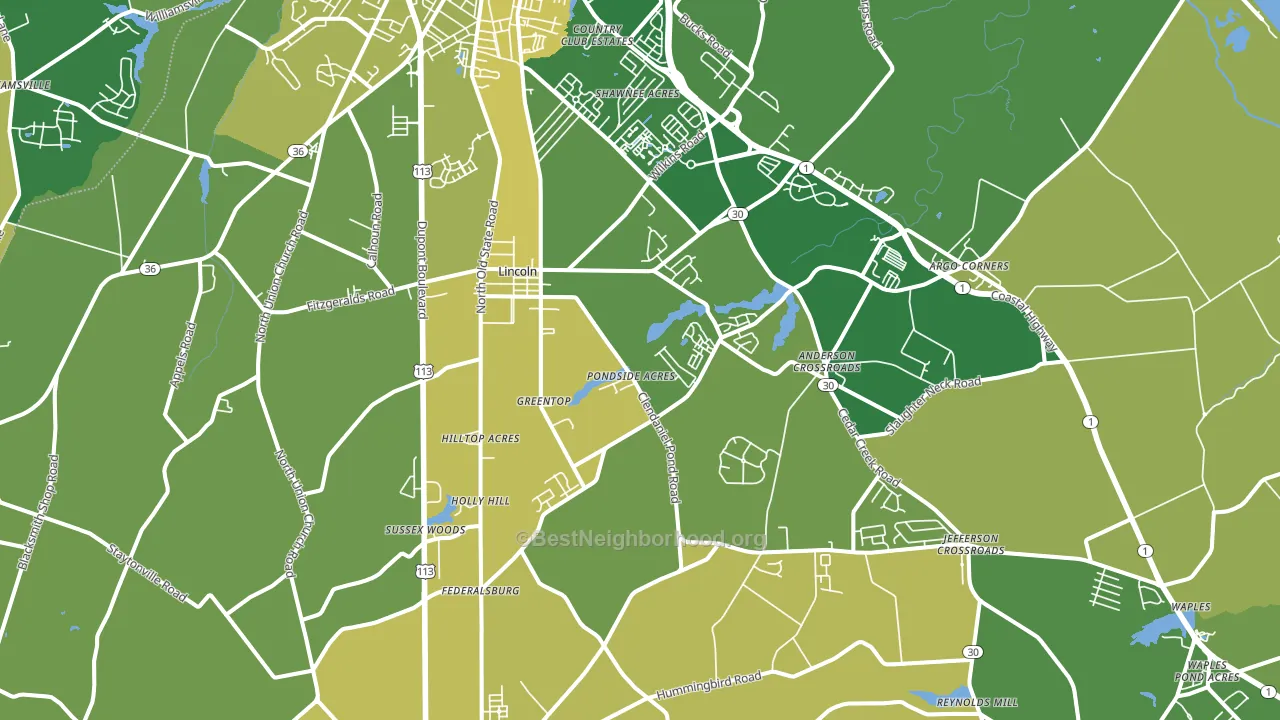 Lincoln, DE block-group voter-turnout map