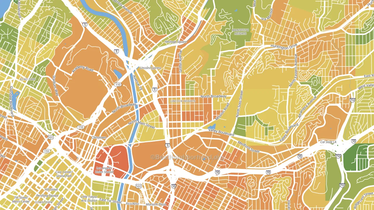 Lincoln Heights, Los Angeles, CA block-group voter-turnout map