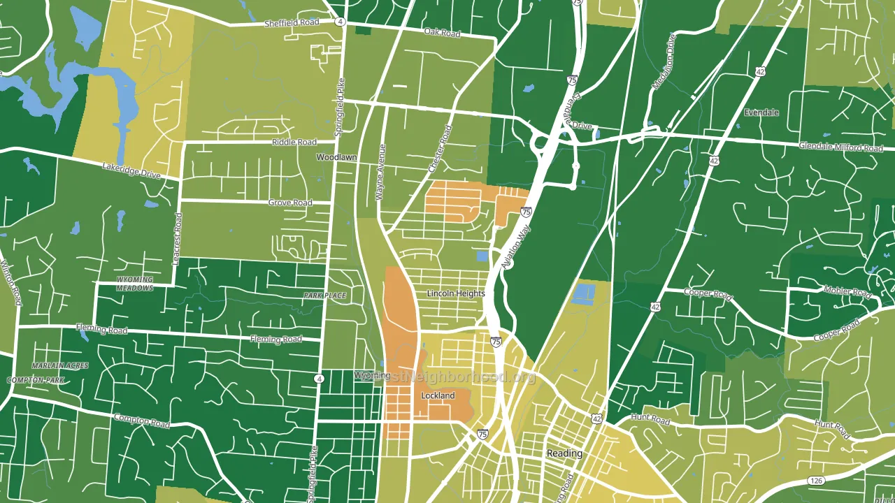 Lincoln Heights, OH block-group voter-turnout map
