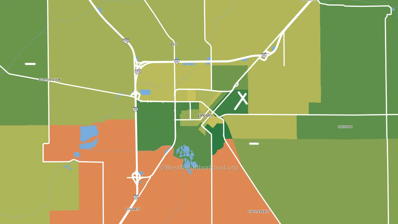 Lincoln, IL block-group voter-turnout map