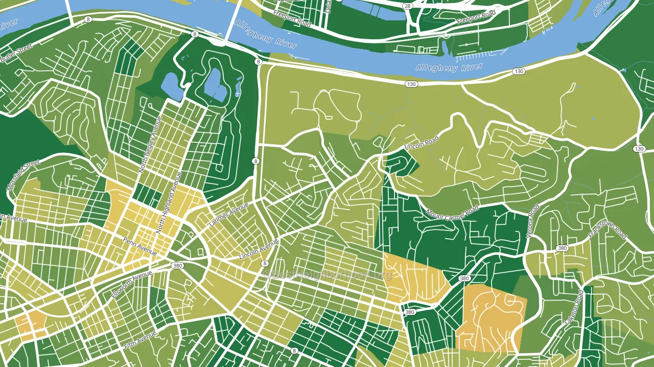 Lincoln-Lemington-Belmar, Pittsburgh, PA block-group voter-turnout map