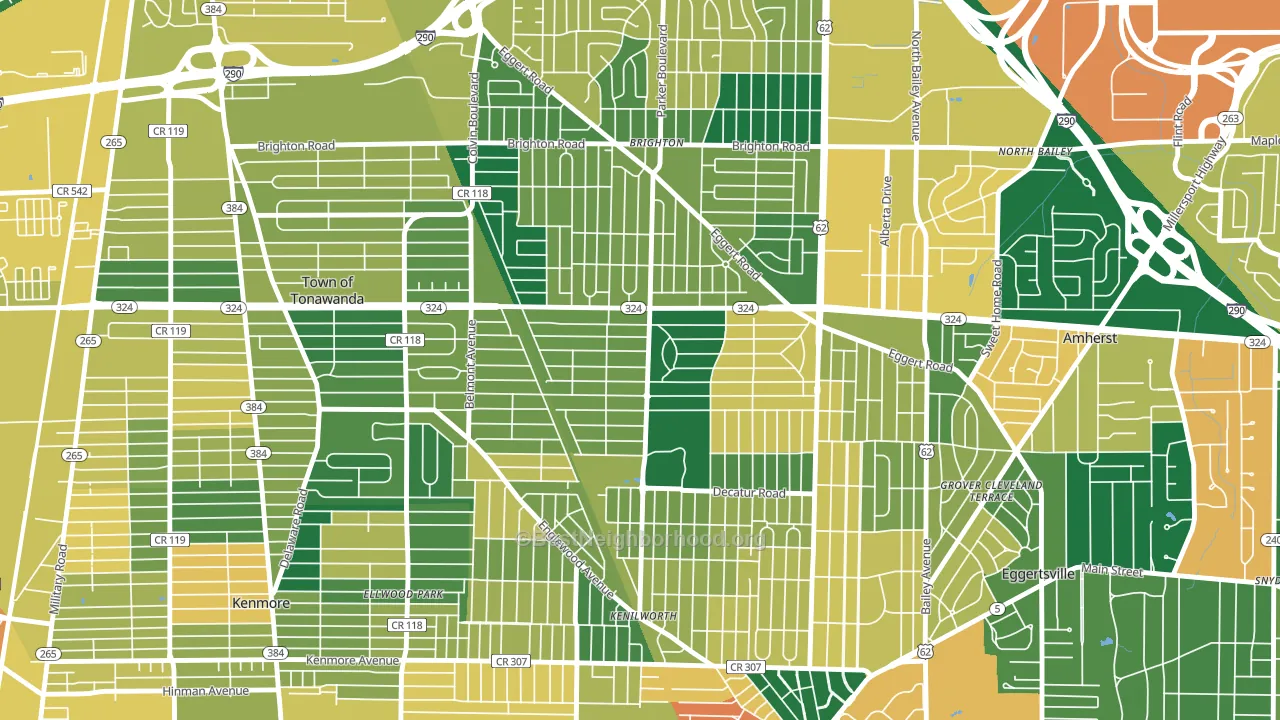 Lincoln Park-Buffalo, Tonawanda, NY block-group voter-turnout map