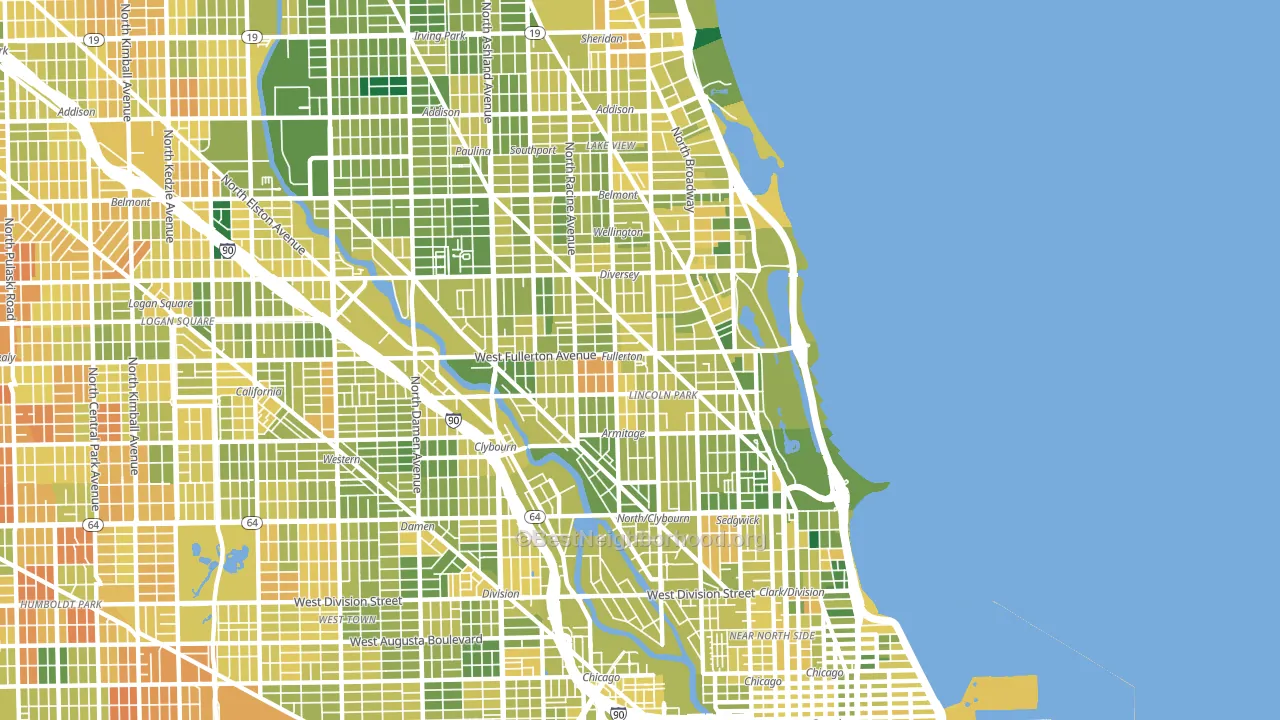 Lincoln Park, Chicago, IL block-group voter-turnout map