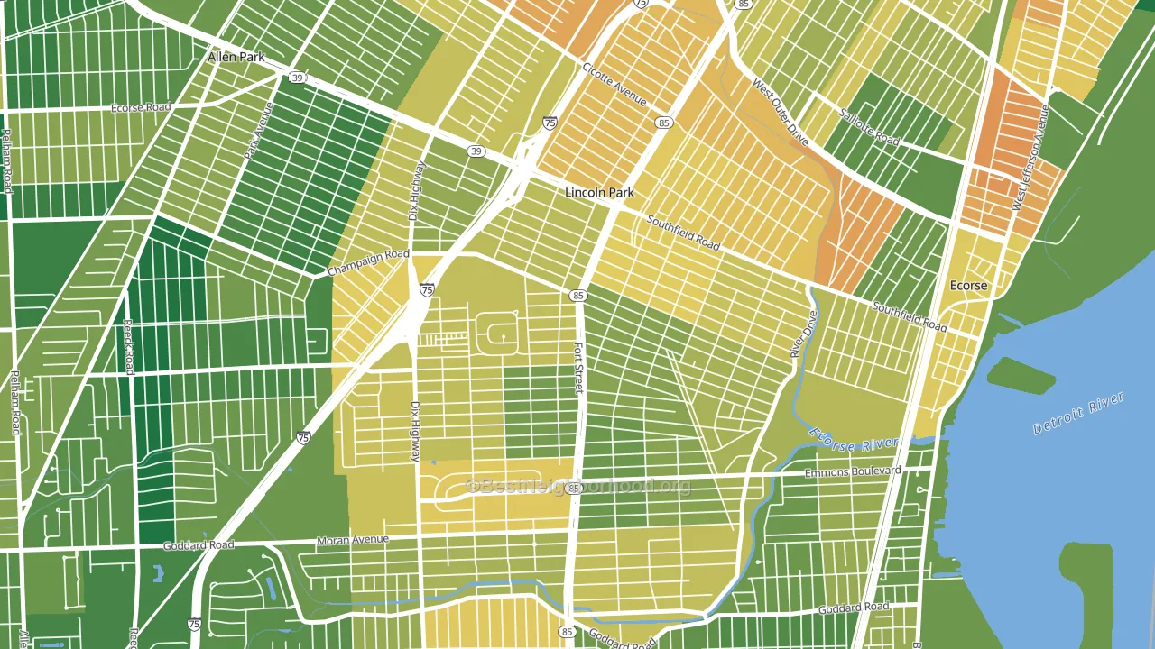 Lincoln Park, MI block-group voter-turnout map