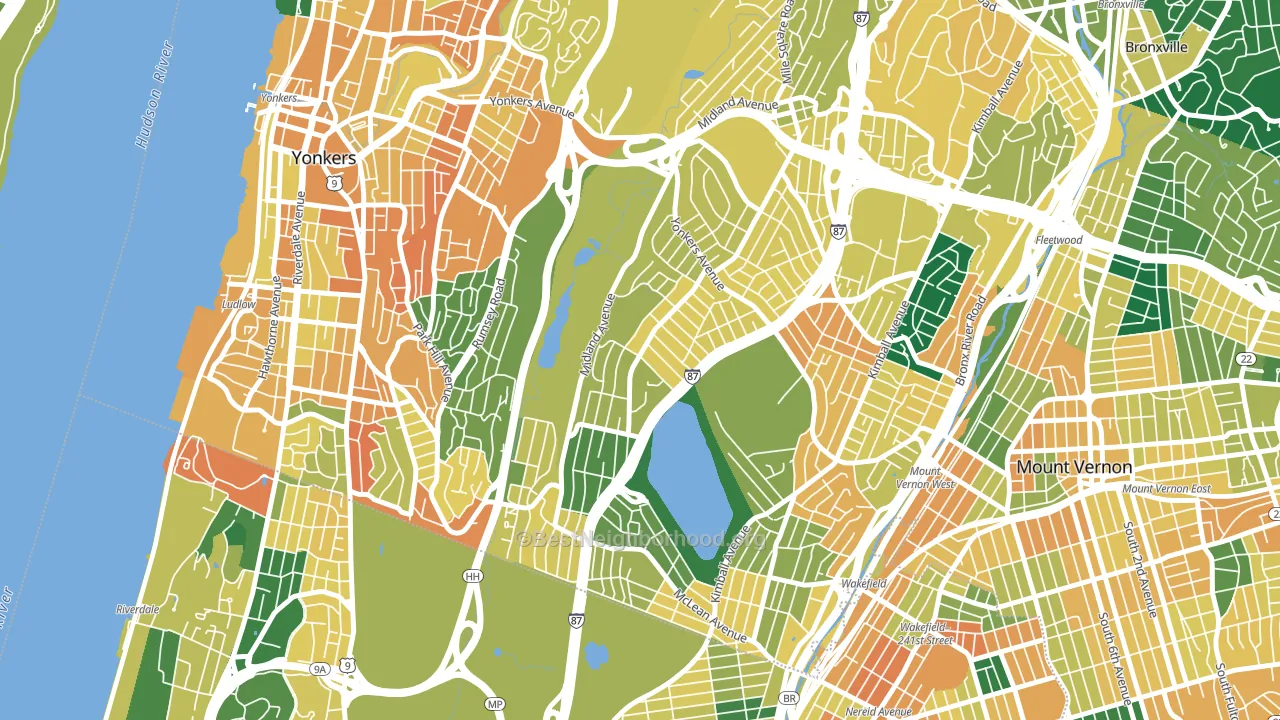 Lincoln Park, Yonkers, NY block-group voter-turnout map