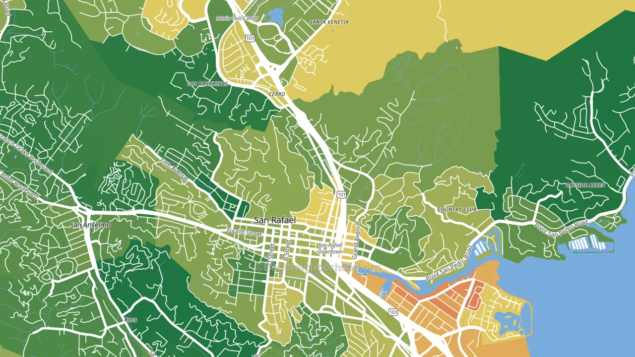 Lincoln, San Rafael, CA block-group voter-turnout map