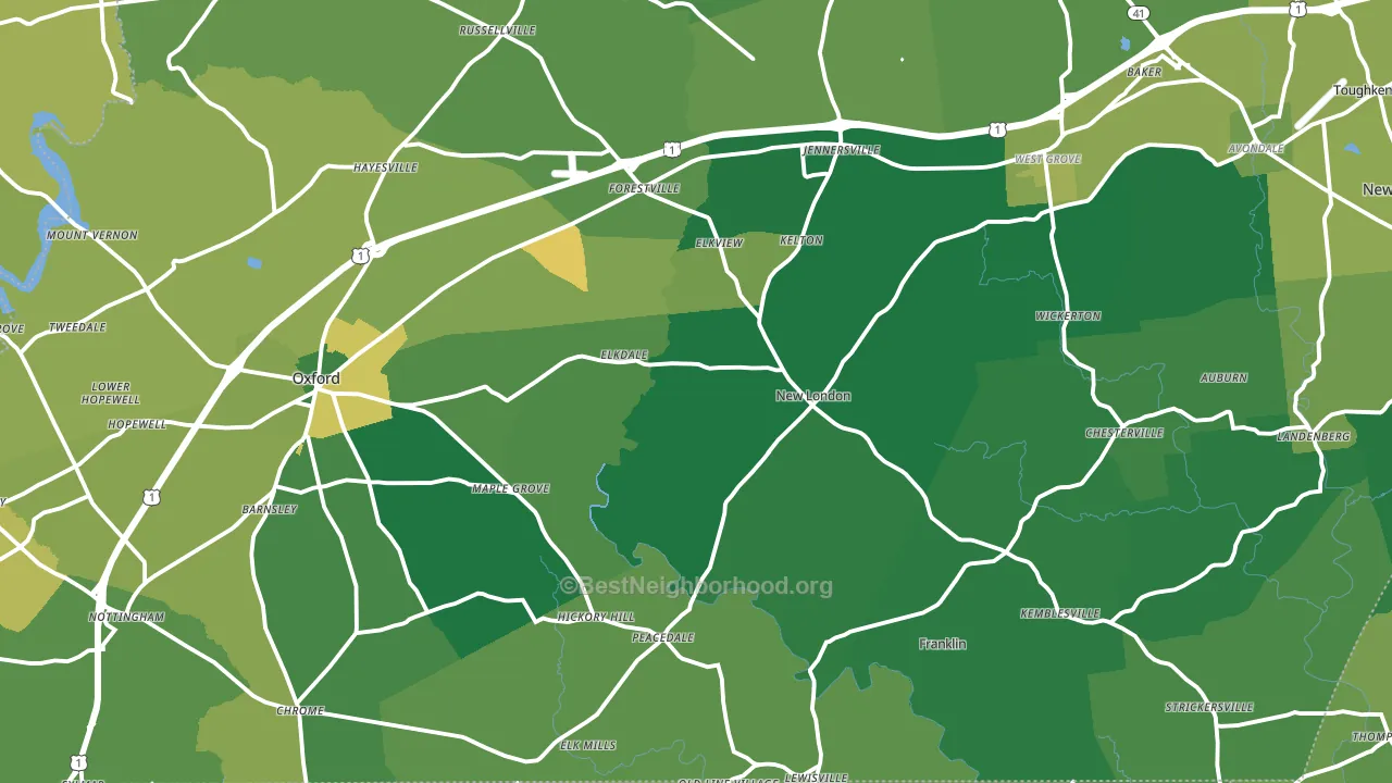 Lincoln University, PA block-group voter-turnout map