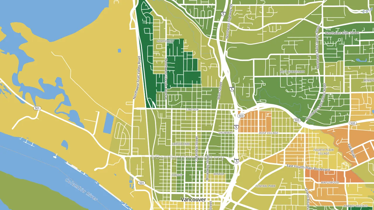 Lincoln, Vancouver, WA block-group voter-turnout map
