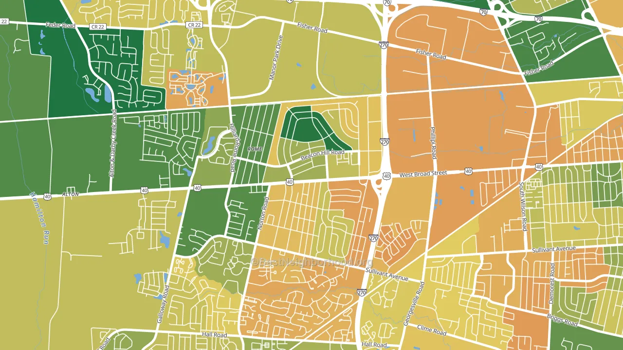 Lincoln Village, OH block-group voter-turnout map