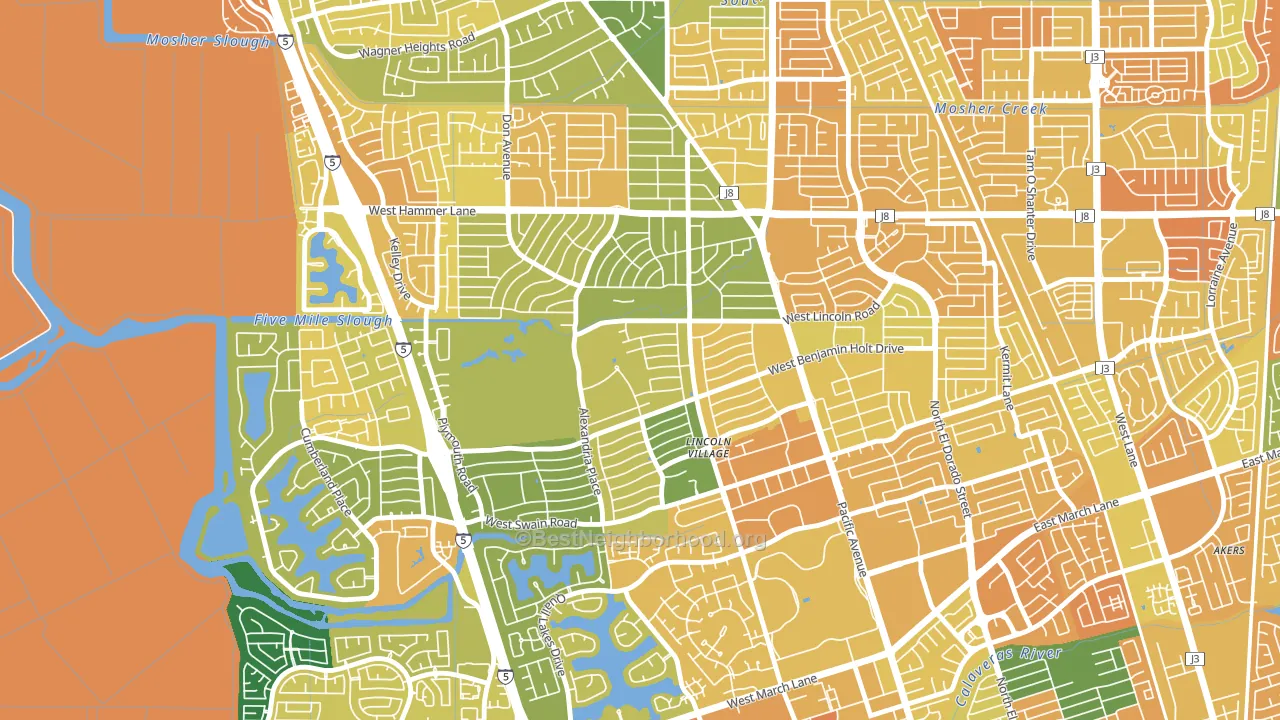 Lincoln Village Proper, Stockton, CA block-group voter-turnout map