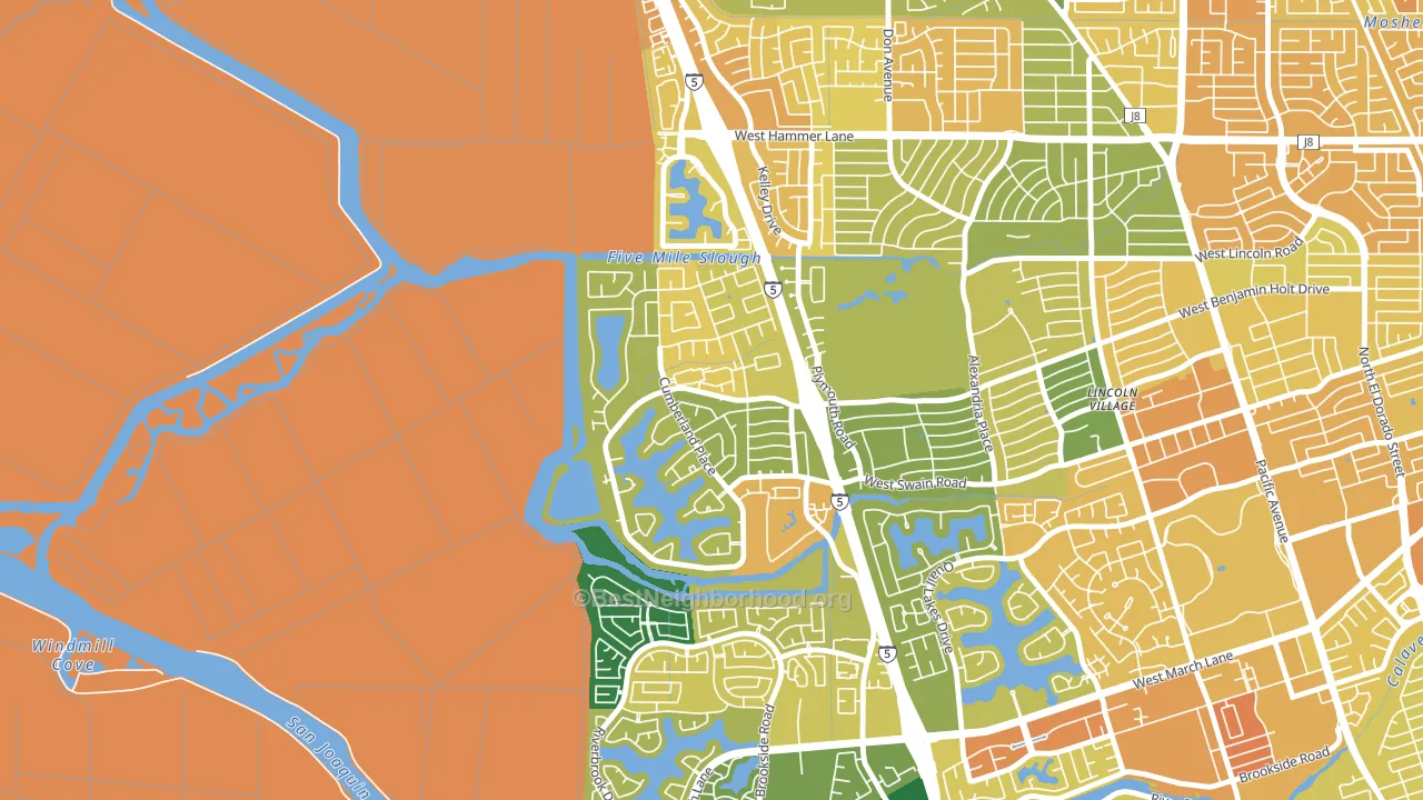 Lincoln Village West, Stockton, CA block-group voter-turnout map