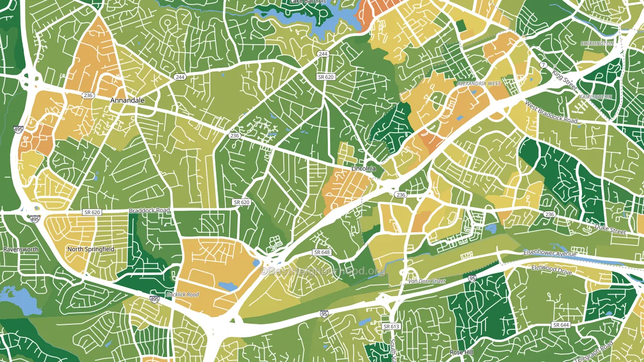 Lincolnia, VA block-group voter-turnout map