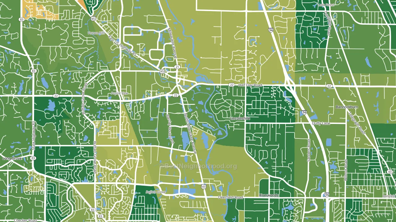 Lincolnshire, IL block-group voter-turnout map
