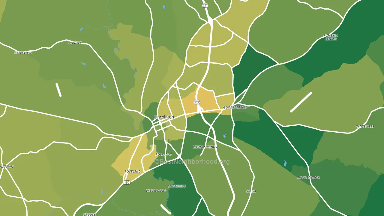 Lincolnton, NC block-group voter-turnout map