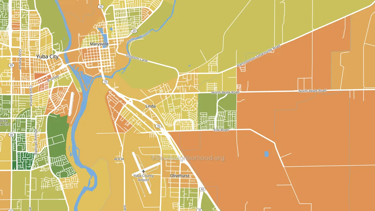 Linda, CA block-group voter-turnout map